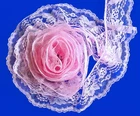 PINK~3 Inch Wide Ruffled Floral Lace Trim~By 5 Yards