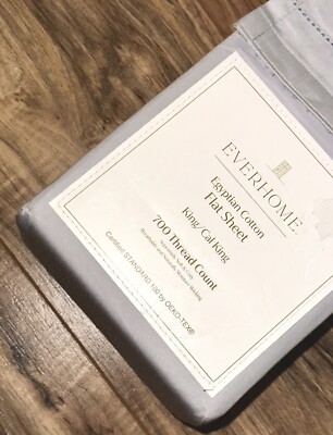Everhome Egyptian Cotton Flat Sheet King California King 700 TC Microchip Steel