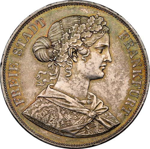 1861 Deutsche Staaten Frankfurt 2 Taler MS62 NGC - schöne Tönung!