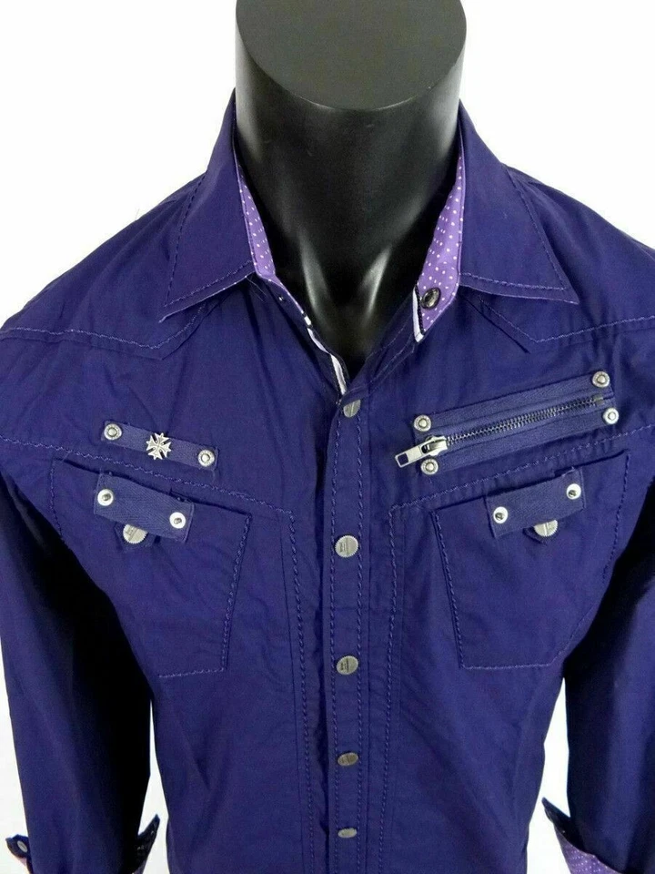 男式战术衬衫紫色葡萄带刺绣卡扣上议院 — 第 2/4 张图片
