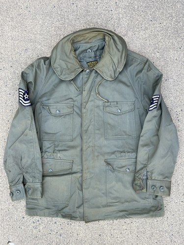 Vintage Korean War Single Breasted Jacket USAF Large Short 1950s Military Field - Picture 21 of 22