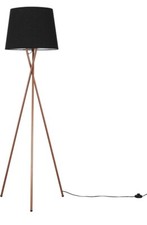 Image of MiniSun Modern Copper Metal Tripod Floor Lamp, Black Tapered Shade- Brand New