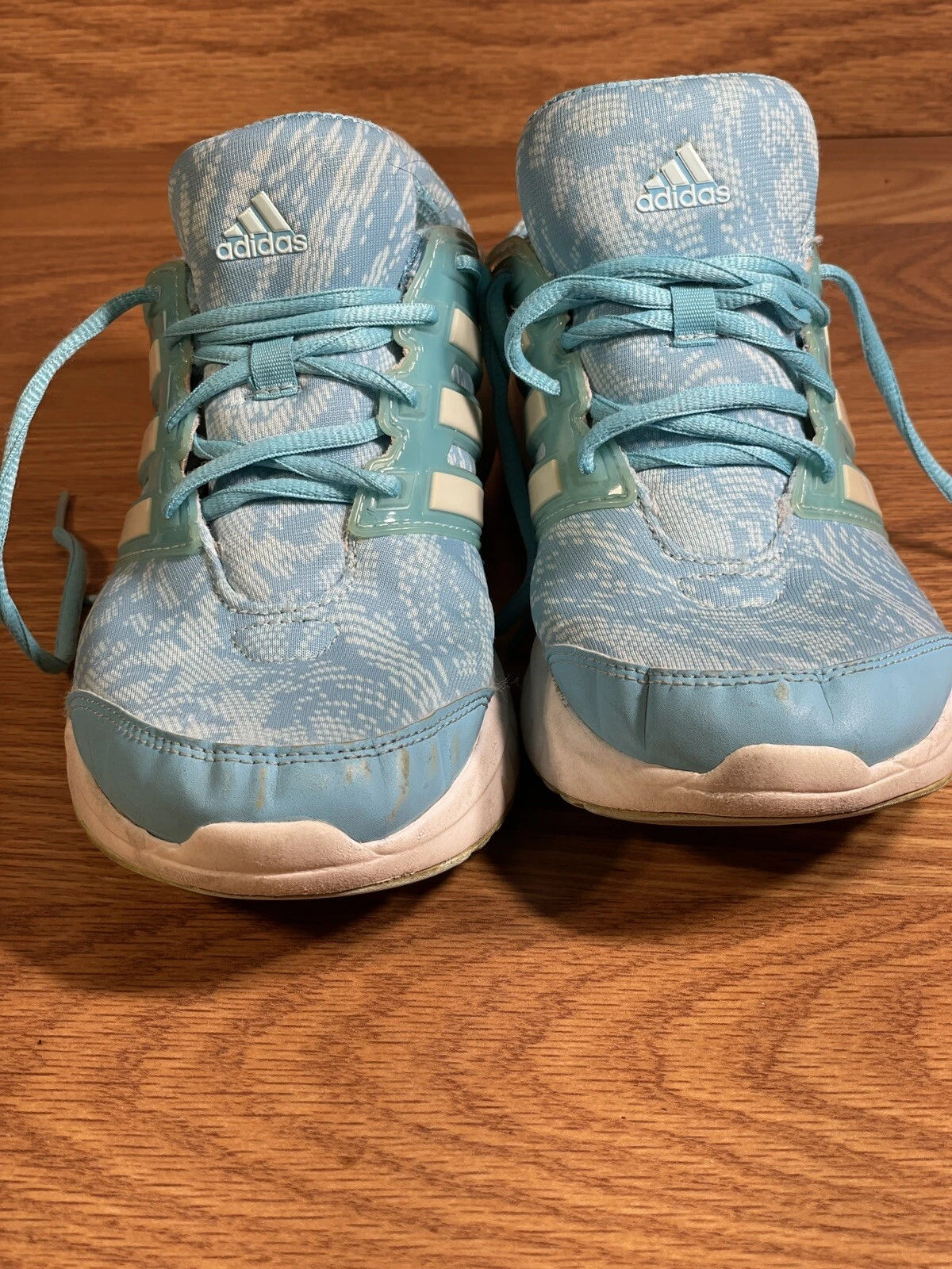 ADIDAS Adiprene + scarpe da corsa blu bianche taglia 8