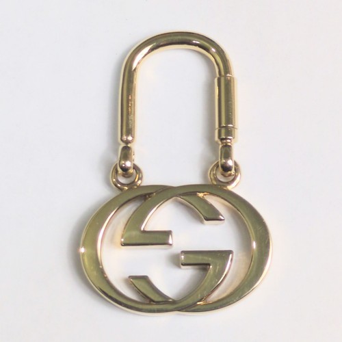 GUCCI Interlocking Key Holder Charm Keyring Vintage Gold 4.5×6.5 cm Keychain