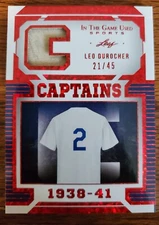Leo Durocher 2022 Leaf In The GAME USED Sports CAPTAINS JERSEY RELIC #21/45