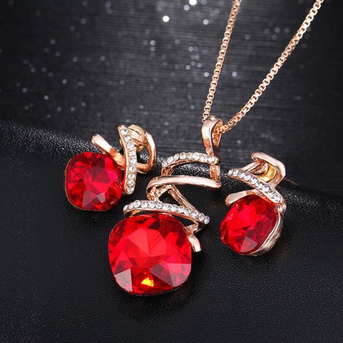 Crystal Spiral Necklace Earring Set Earrings Suit Water Drop Miss - Picture 7 of 12