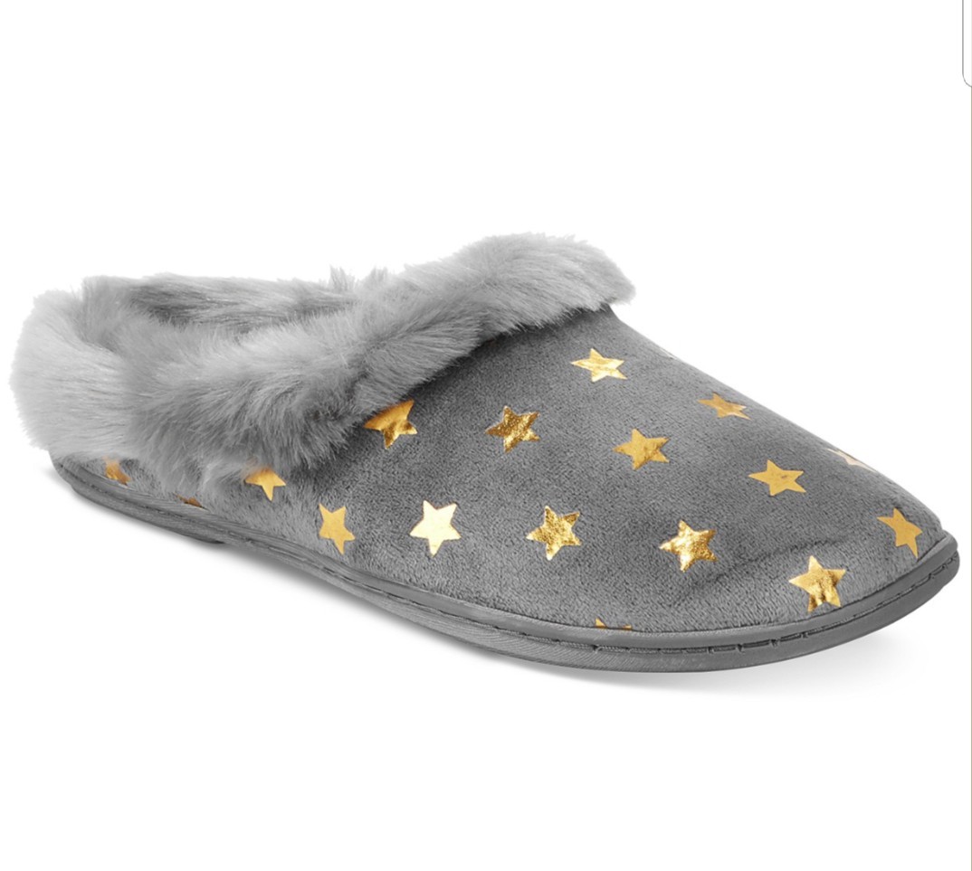 PANTOFOLA D’ORO Charter Club ciabatte zoccoli memory foam stella oro metallizzato taglia S 5 6