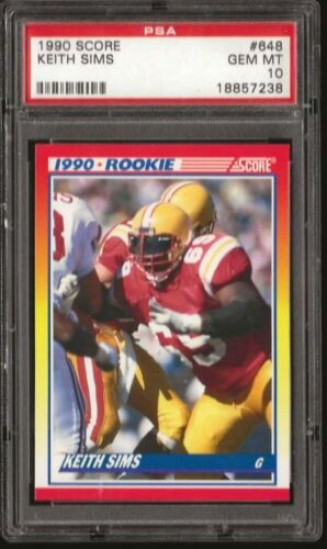 1990 Score #648 Keith Sims RC PSA 10 Low Pop Iowa State Dolphins - Picture 1 of 1