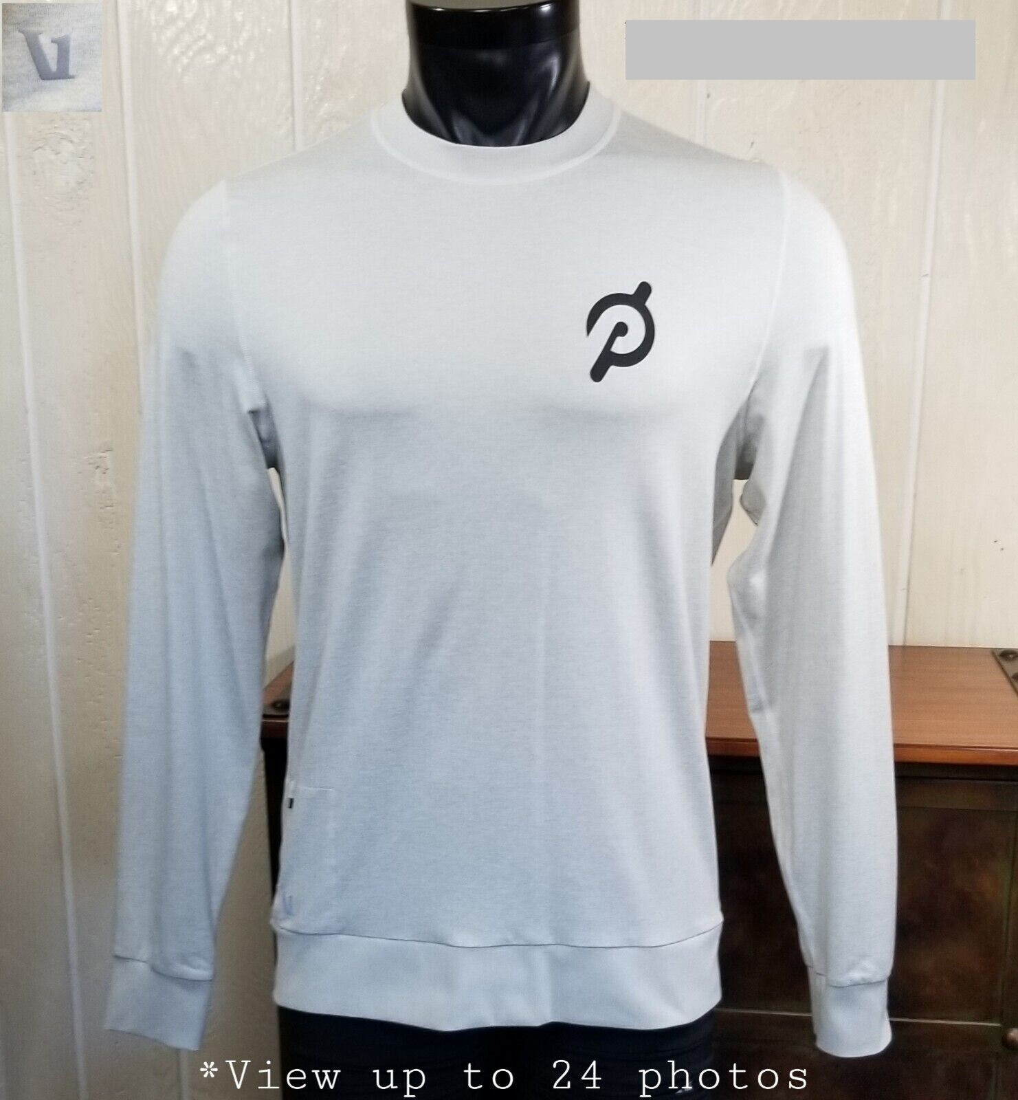 Vuori Ponto Performance Crew Platinum Heather L/Sleeve Shirt Top Sz L *PELOTON