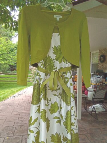 Apple Green Floral Dress w Matching Sweater, sz 4 - image 1