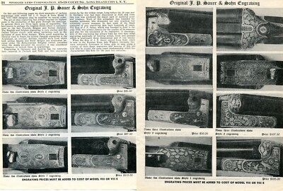 1956 2pg Print Ad JP Sauer & Sohn Model 5 & VIII DES Shotgun Special Engraving