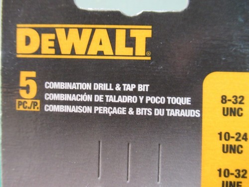 NEW Dewalt DWADT5SET 5pc Impact Ready drill & Tap Set 8-32 to 1/4"-20 - 第 3/9 張圖片