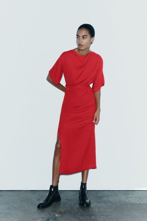 NWT ZARA LONG BELTED DRESS ZW COLLECTION S $109 | eBay