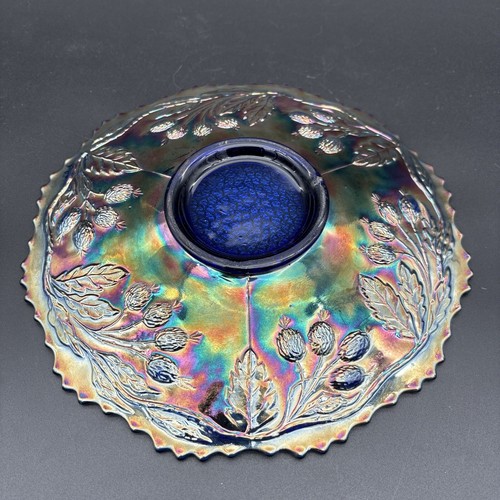 Fenton Blue Orange Tree Carnival Glass Plate - Picture 10 of 12