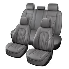 Car Seat Covers 5 Seats Comfortable Faux Leather Seat Covers for Full Set Grey