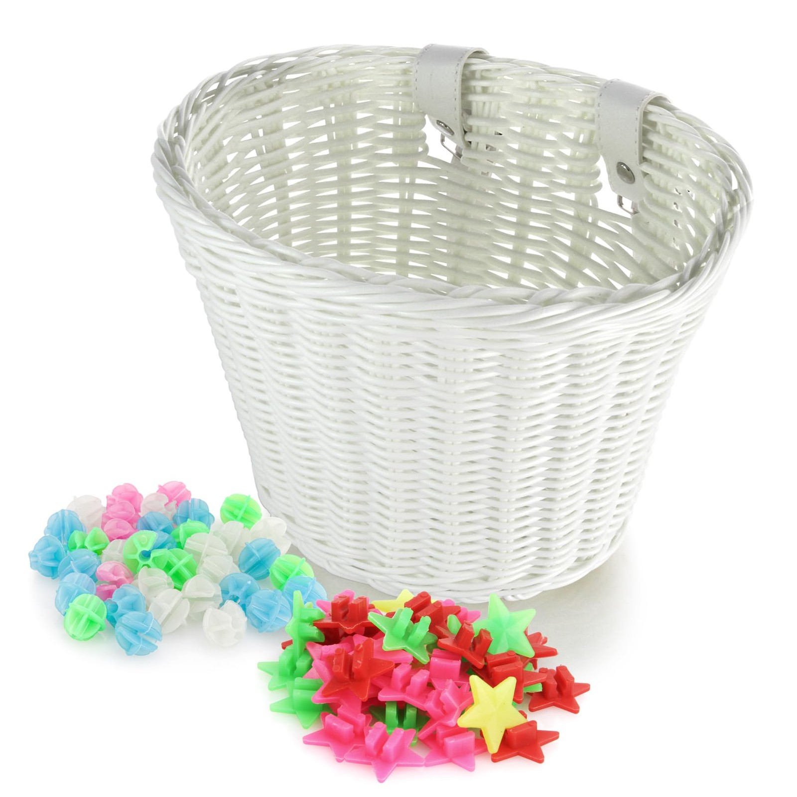 Panier de vélo en osier pour fille et garçon idée cadeau doudou et perles