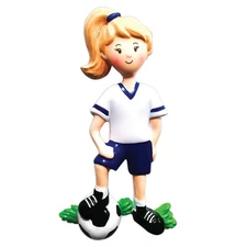 Sports Girl SOCCER Player Personalized Christmas Tree Ornament