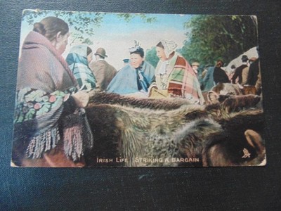 Irish Life, Striking A Bargain, Tuck's Card, Posted 1906 Burrow-In-Furness