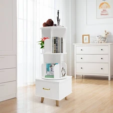 White 3 Tiers Bookshelf Display Rack Bookcase Storage Organizer(15.75*15.12In)