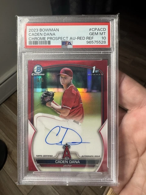 2023 Bowman Chrome Caden Dana 1st Prospect Red Refractor Auto #’rd 5/5 PSA 10
