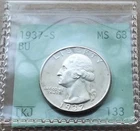 1937 S Washington Quarter - Gem BU -  90% Silver - Key Date