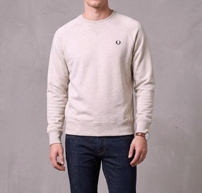 Fred Perry Sweatshirt Tracktop Herren Gr.M Sweater Crew Melange Beige 156604