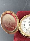 Vintage Westclox Train Pocket Watch Gold Tone Engraved Locomotive w/ Box Chains — photo 5