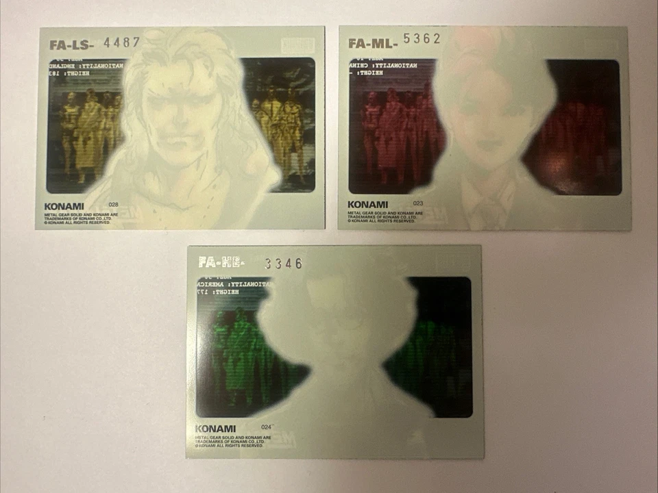 1998 Konami Metal Gear Solid Trading Cards - 3x Face Cards Bundle (Basic) - Image 2 of 4