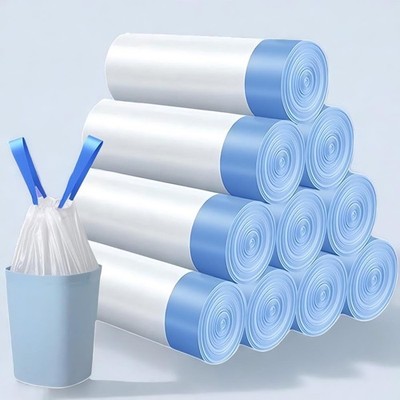 100 4-gallon thick-walled drawstring trash bags, 2 rolls for kitchen and living