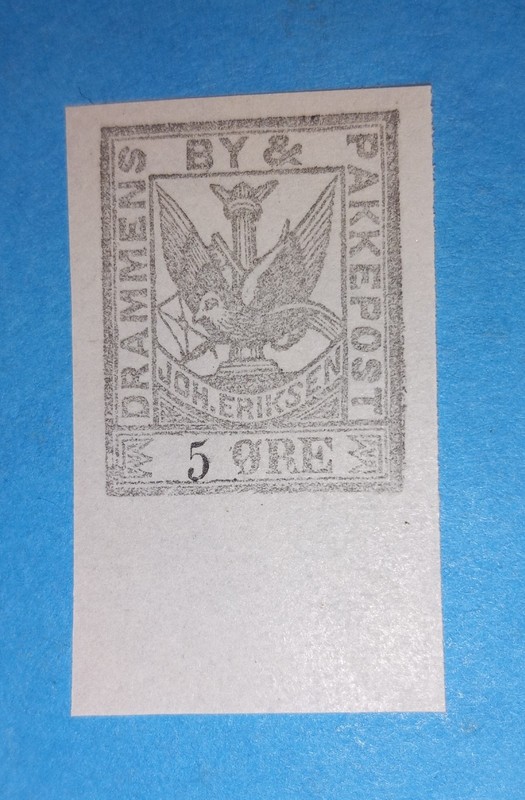 + 1887 Drammens lll Norway Pigeon with Letter Local Bypost S/A#6B Type-2 Imperf.