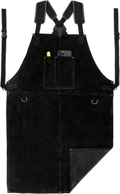 Leather Welding Work Apron - Heat Resistant & Flame Resistant Bib Apron, Flame R