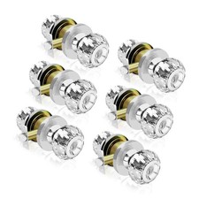 Crystal Door Knobs with Lock and Keys, 6 Pack Keyed-Alike Glass Door Knob, Cl...