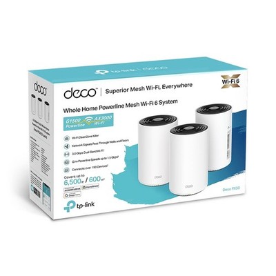 TP-Link AX3000 + G1500 Whole Home Powerline Mesh WiFi 6 System - DECO PX50 (3-PAC
