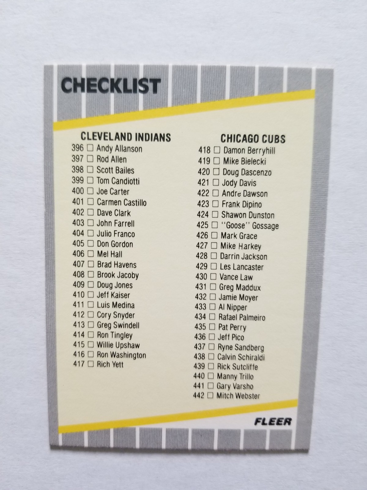 1989 Fleer Checklist #658