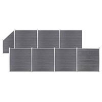 WPC Zaun-Set 7 Quadrate + 1 SchräGe 1311X186 Cm Grau