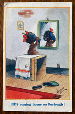 WW1 HOME ON FURLOUGH Antique 1915 ART HUMOUR Post Card GILSON