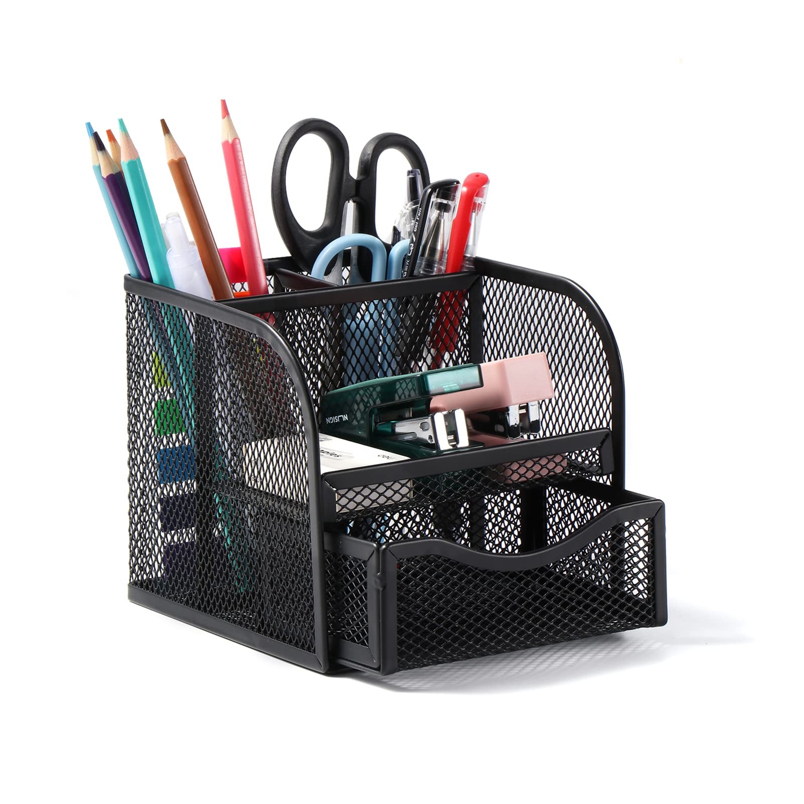 Vinabo Desk Organiser, Metal Mesh Pen Holder, Stationary Organiser Colour