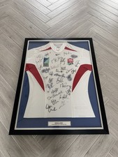 England Rugby 2003 World Cup Signed Shirt - 30 Players - COA - Framed