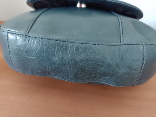 Tula Dark Teal Leather Saddle Bag with Shoulder Strap - Picture 10 of 15