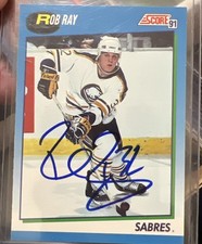 ROB RAY SIGNED SCORE 1991 BUFFALO SABRES Hockey Card!