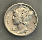 1931-D Mercury Dime - XF - Extremely Fine - 90% Silver