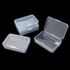 4pcs Clear White Rectangle Mini Storage Containers Box for Business Card,Acce...