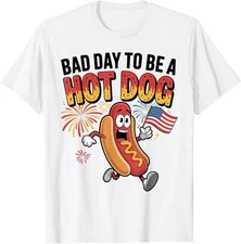 Bad Day to Be a Hot Dog Funny 4th of July Hotdog Unisex T-Shirt