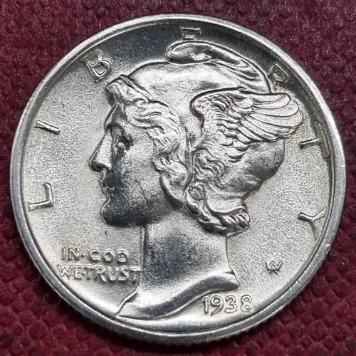 1938 D Mercury Dime 10c BU UNC Uncirculated High Grade #100222