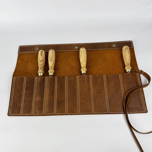 10-Pocket Leather Tool Case – For Carving Chisels, Knives & Woodwork Gear - Bild 10 von 11
