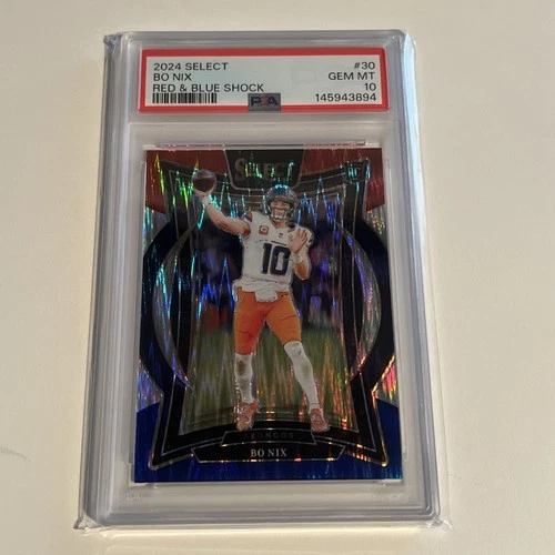 2024 Select Prizm Red and Blue Shock #30 Bo Nix (RC) CONCOURSE PSA 10 GEM 💎