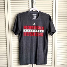 Nebraska Huskers Baseball Tee Shirt Small Dark Gray Adidas Aeroknit