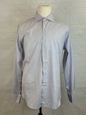 Canali Italy Mens Purple Plaid 100 Cotton Dress Shirt 17-43 36/37 Made In Italy