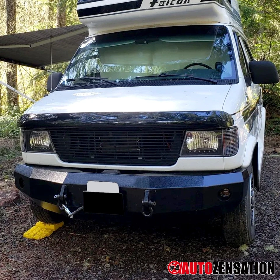 Fit 1992-2006 Ford E250 E350 Econoline Black LED Strip Headlights+Corner Lamps Foto 3 de 4