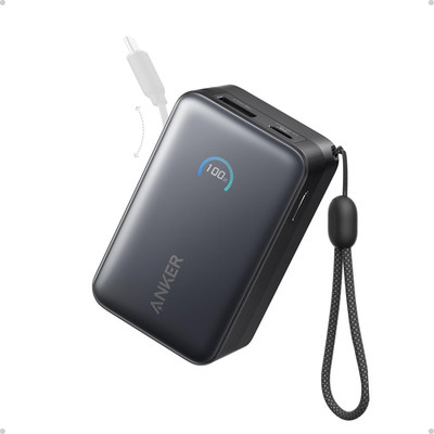 Anker Nano Portable Charger, 45W 10000Mah with 2.3 Ft Retractable Cable, Compact